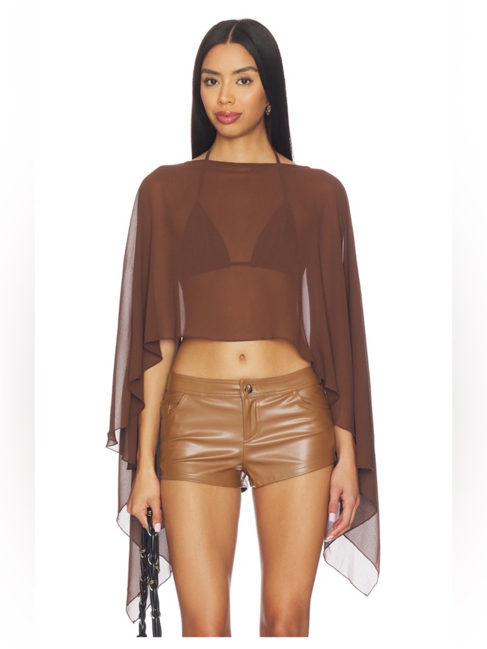 Superdown Amaya cape top in brown